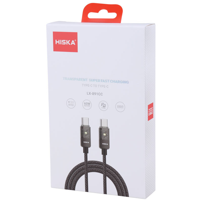کابل تبدیل فست شارژ Hiska LX-891CC Type-C to Type-C QC3.0 PD 60W 1m