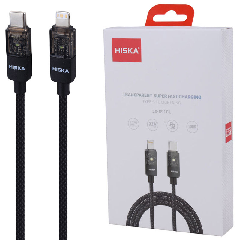 کابل تبدیل فست شارژ Hiska LX-891CL Type-C To Lightning QC3.0 PD 27W 1m