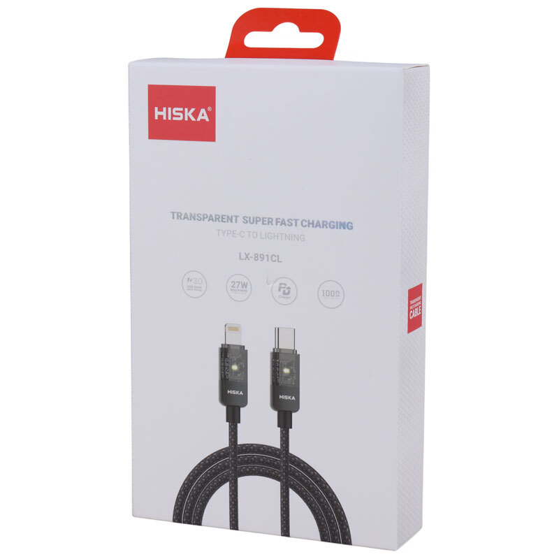 کابل تبدیل فست شارژ Hiska LX-891CL Type-C To Lightning QC3.0 PD 27W 1m
