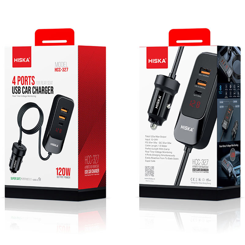 شارژر فندکی فست شارژ Hiska HCC-327 QC3.0 PD 30W