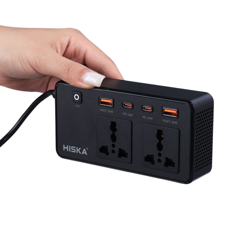 شارژر فندکی و چند راهی هیسکا Hiska CH-5519 PD3.0 QC3.0 3A 200W