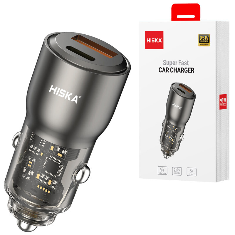 شارژر فندکی فست شارژ Hiska HCC-329 3A QC3.0 PD 65W