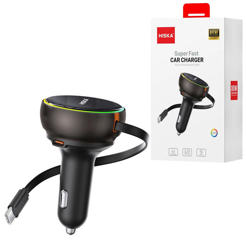 شارژر فندکی فست شارژ Hiska HCC-337 3A QC3.0 PD 45W