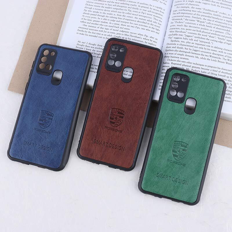 قاب چرمی Smart Design سامسونگ Galaxy A21s طرح Porsche محافظ لنزدار