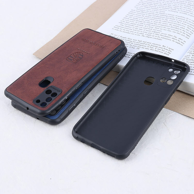 قاب چرمی Smart Design سامسونگ Galaxy A21s طرح Porsche محافظ لنزدار