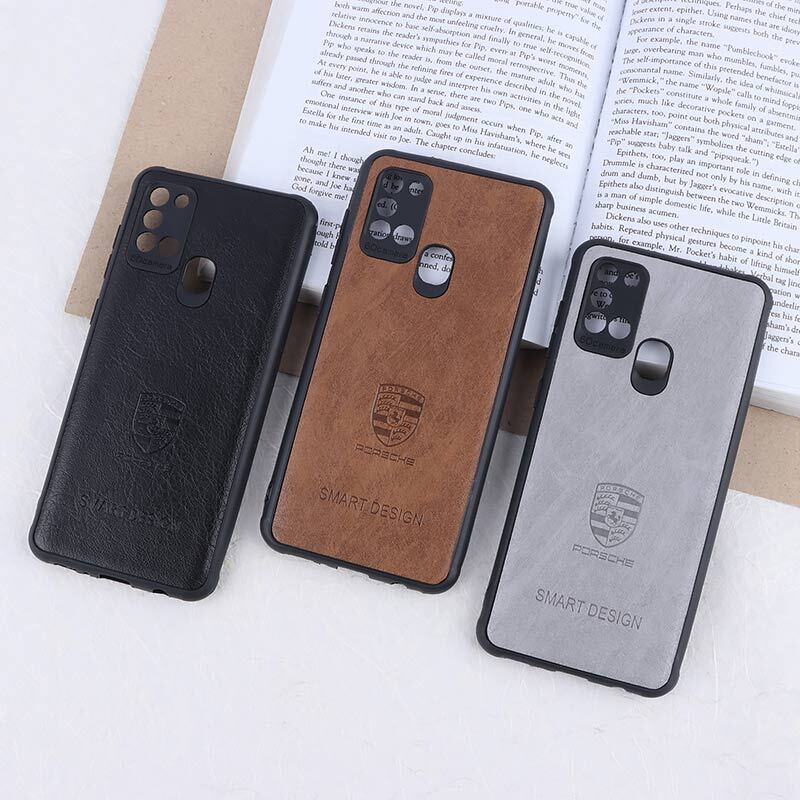 قاب چرمی Smart Design سامسونگ Galaxy A21s طرح Porsche محافظ لنزدار