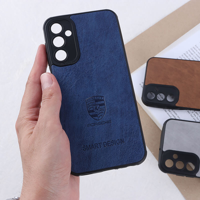 قاب چرمی Smart Design سامسونگ Galaxy A24 4G طرح Porsche محافظ لنزدار