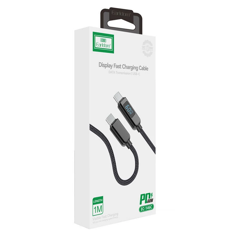 کابل دو سر تایپ سی فست شارژ 60 وات ارلدام EC-146C طول 1 متر