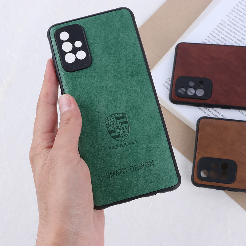 قاب چرمی Smart Design سامسونگ Galaxy A71 طرح Porsche محافظ لنزدار