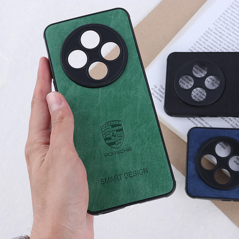 قاب چرمی Smart Design شیائومی Redmi 14C / Poco C75 طرح Porsche محافظ لنزدار
