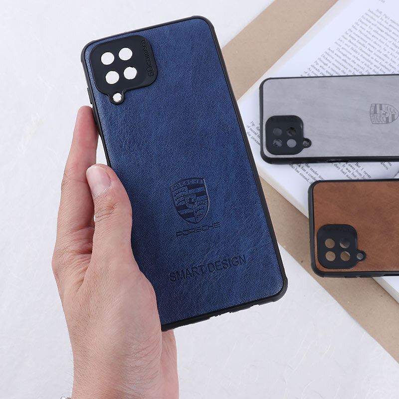 قاب چرمی Smart Design سامسونگ Galaxy A12 / M12 طرح Porsche محافظ لنزدار
