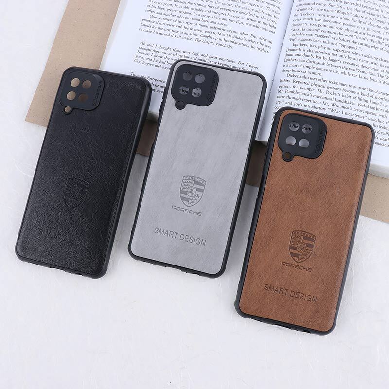 قاب چرمی Smart Design سامسونگ Galaxy A12 / M12 طرح Porsche محافظ لنزدار