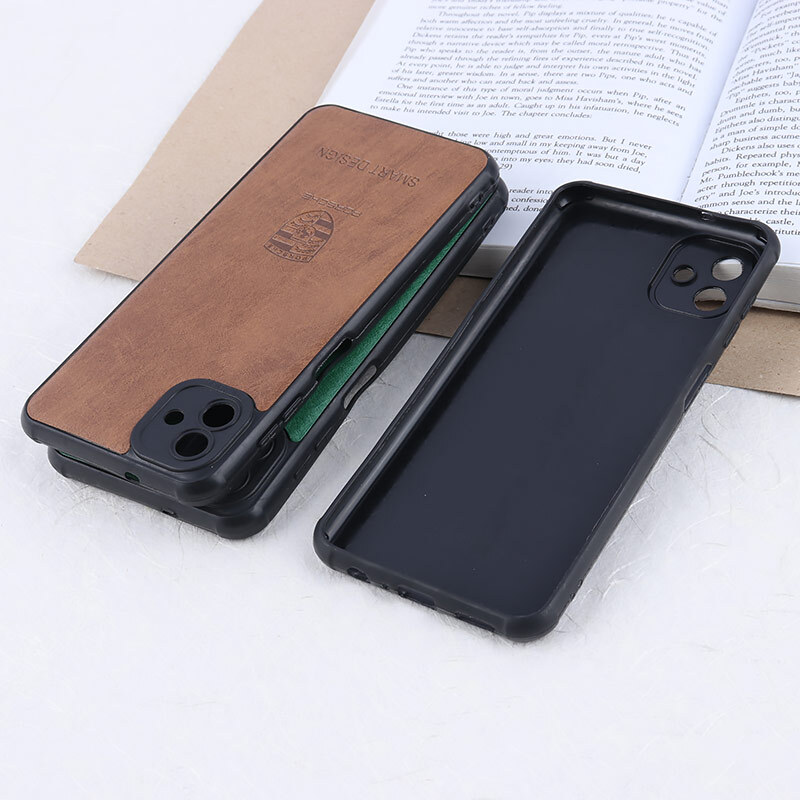 قاب چرمی Smart Design سامسونگ Galaxy A04 طرح Porsche محافظ لنزدار