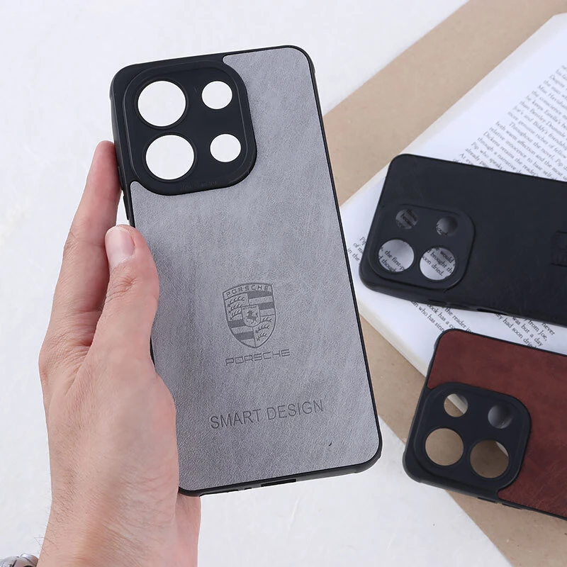 قاب چرمی Smart Design شیائومی Redmi Note 13 4G طرح Porsche محافظ لنزدار