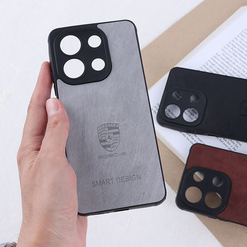 قاب چرمی Smart Design شیائومی Redmi Note 13 4G طرح Porsche محافظ لنزدار