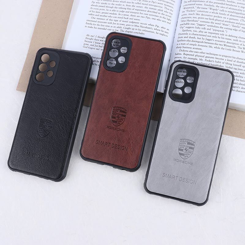 قاب چرمی Smart Design سامسونگ Galaxy A13 4G طرح Porsche محافظ لنزدار