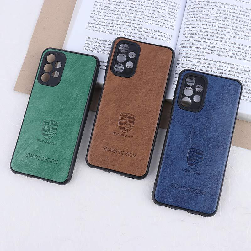 قاب چرمی Smart Design سامسونگ Galaxy A13 4G طرح Porsche محافظ لنزدار