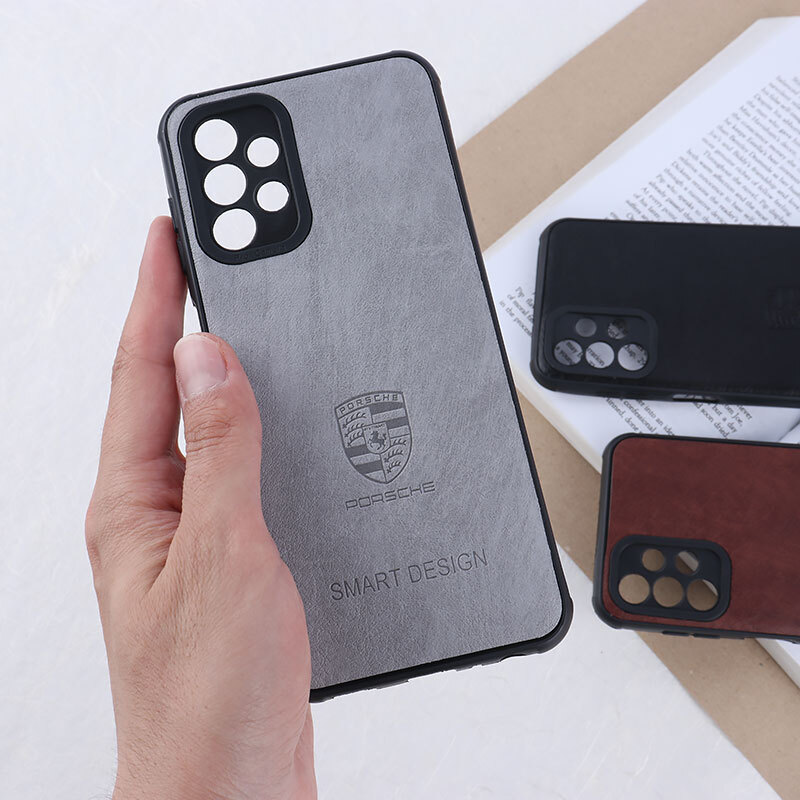 قاب چرمی Smart Design سامسونگ Galaxy A13 4G طرح Porsche محافظ لنزدار