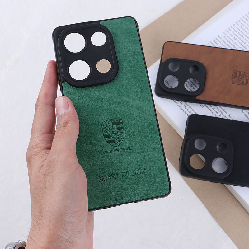 قاب چرمی Smart Design شیائومی Redmi Note 13 Pro 4G طرح Porsche محافظ لنزدار