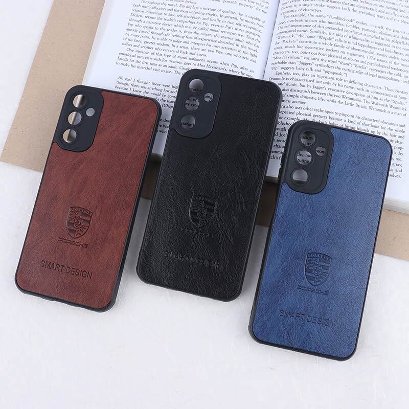 قاب چرمی Smart Design سامسونگ Galaxy A14 4G / A14 5G طرح Porsche محافظ لنزدار
