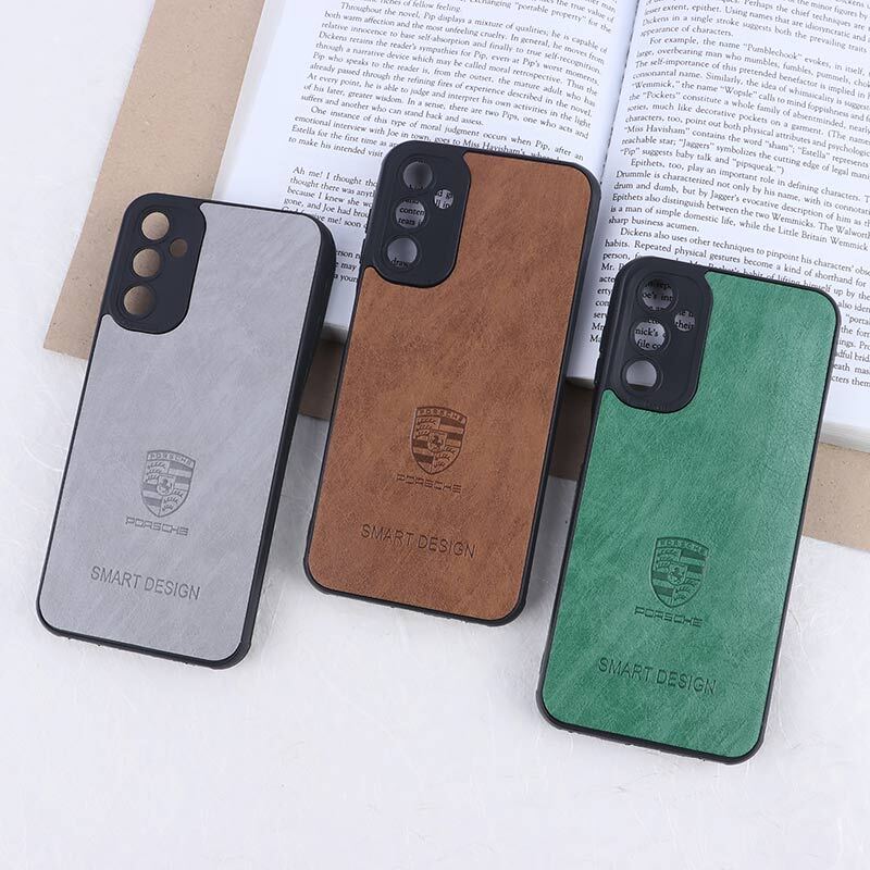قاب چرمی Smart Design سامسونگ Galaxy A14 4G / A14 5G طرح Porsche محافظ لنزدار
