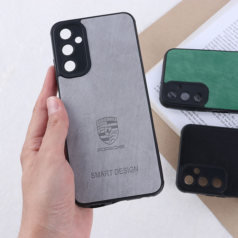 قاب چرمی Smart Design سامسونگ Galaxy A05s طرح Porsche محافظ لنزدار
