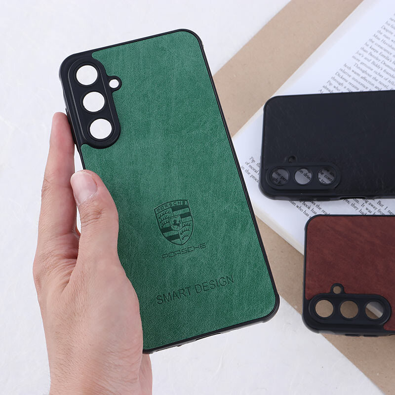 قاب چرمی Smart Design سامسونگ Galaxy A16 4G / A16 5G طرح Porsche محافظ لنزدار