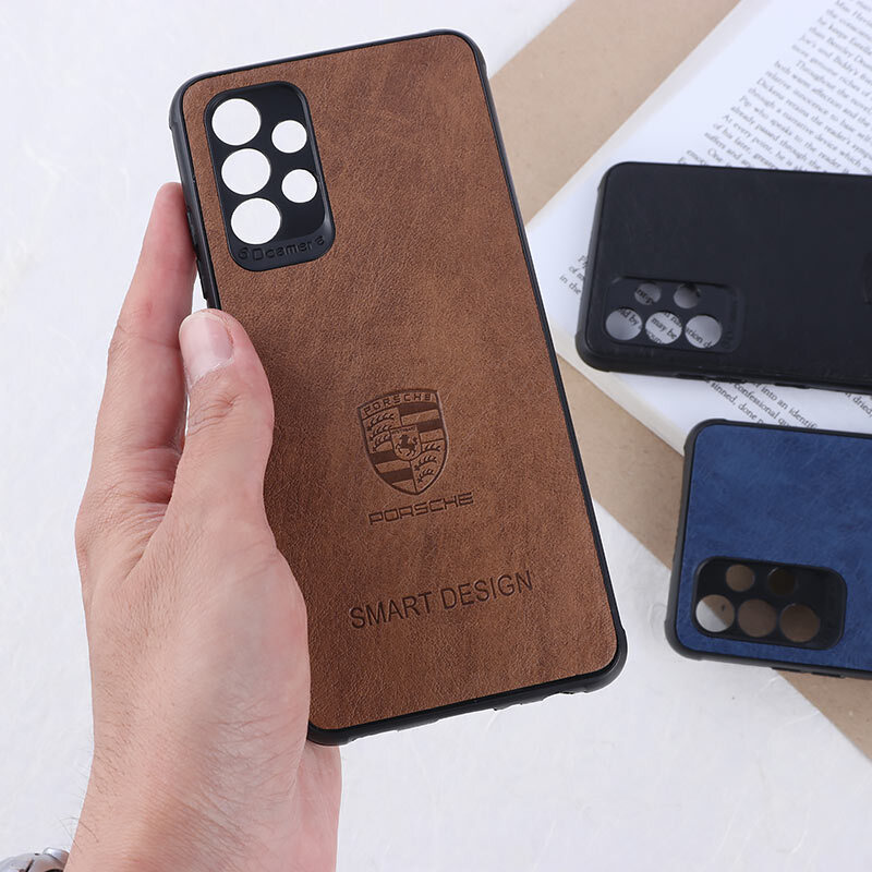 قاب چرمی Smart Design سامسونگ Galaxy A32 4G طرح Porsche محافظ لنزدار