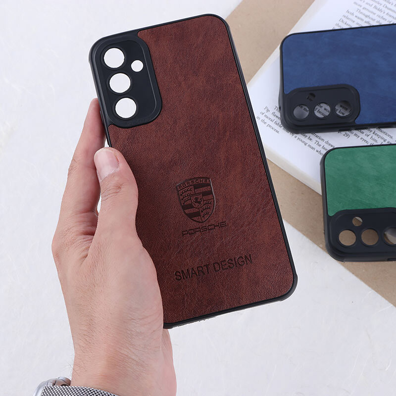 قاب چرمی Smart Design سامسونگ Galaxy A34 طرح Porsche محافظ لنزدار