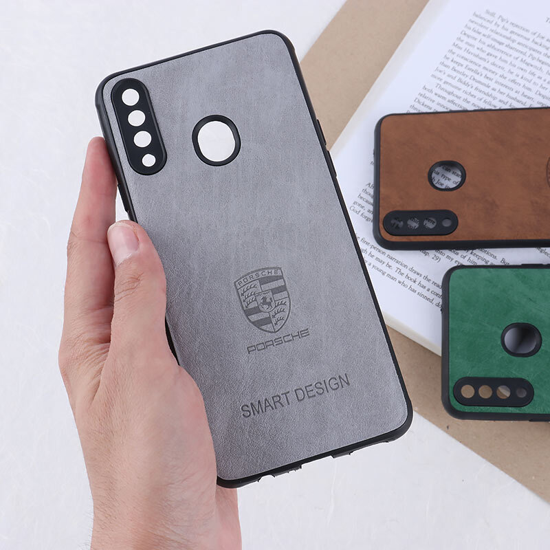 قاب چرمی Smart Design سامسونگ Galaxy A20s طرح Porsche محافظ لنزدار