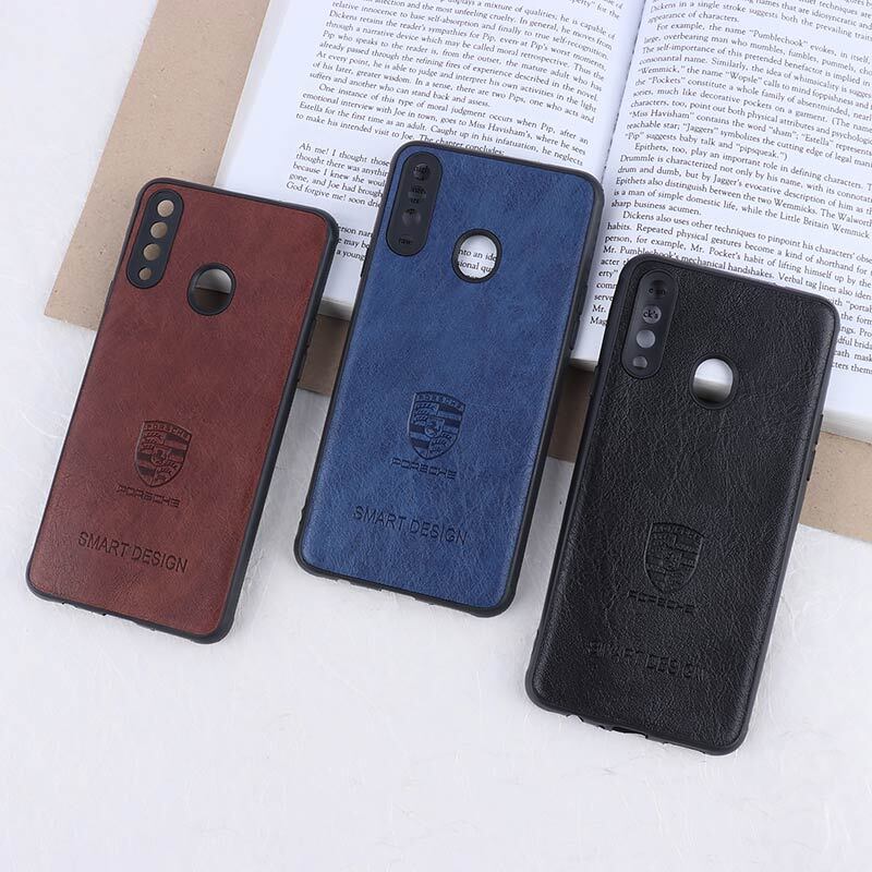 قاب چرمی Smart Design سامسونگ Galaxy A20s طرح Porsche محافظ لنزدار