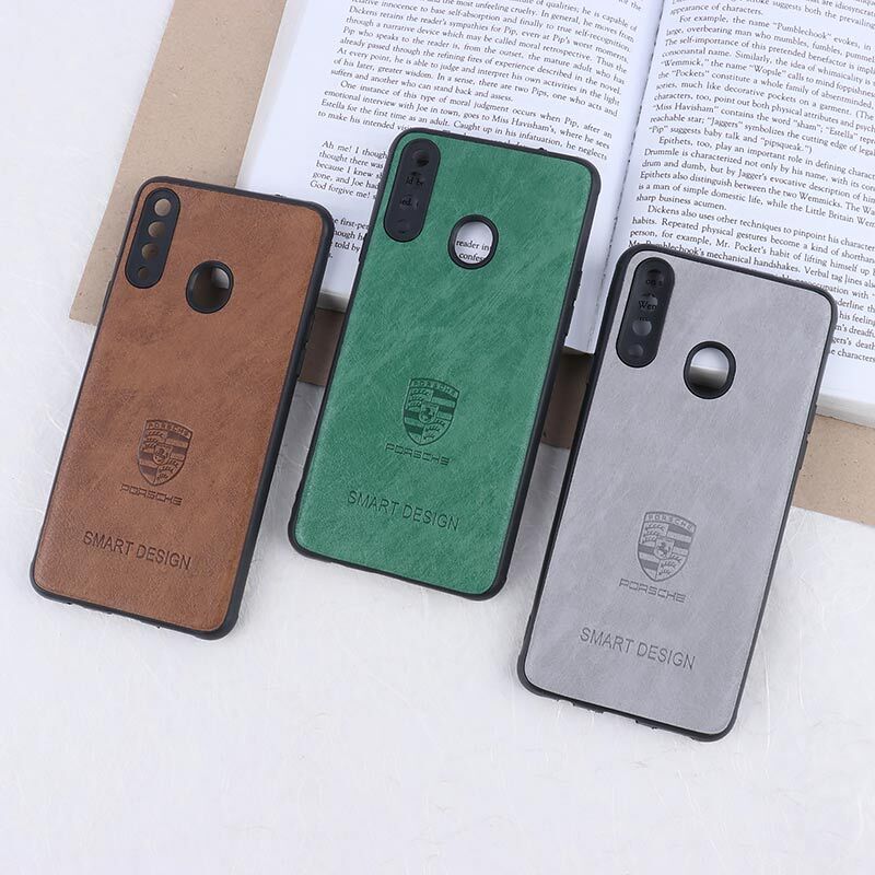 قاب چرمی Smart Design سامسونگ Galaxy A20s طرح Porsche محافظ لنزدار