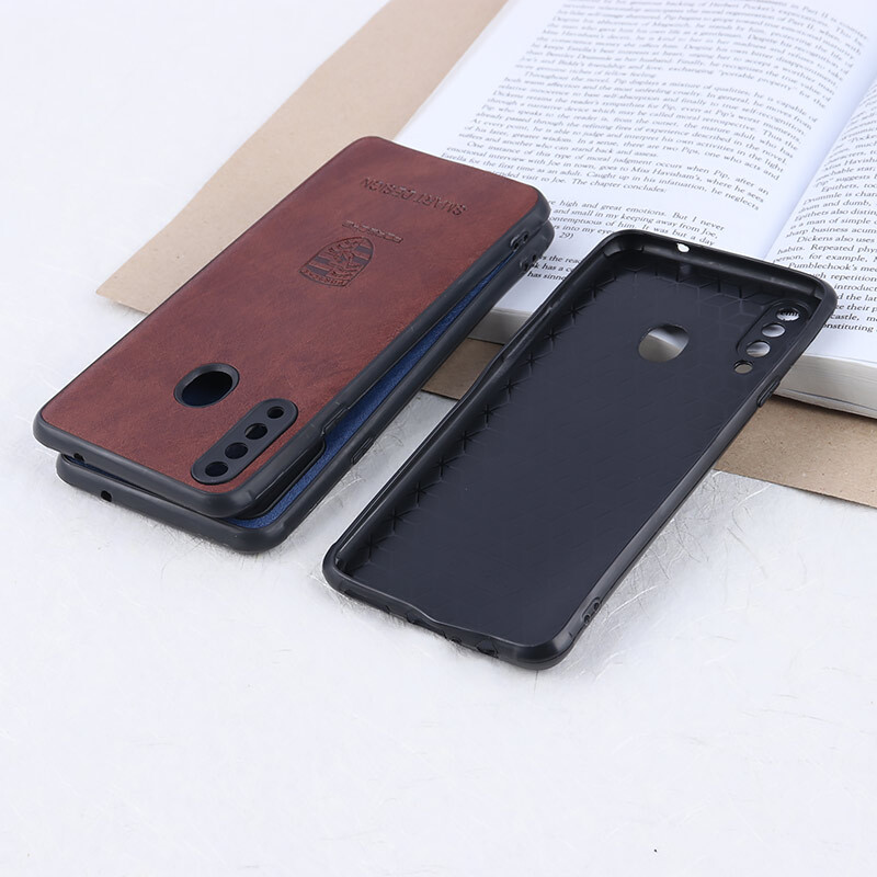قاب چرمی Smart Design سامسونگ Galaxy A20s طرح Porsche محافظ لنزدار