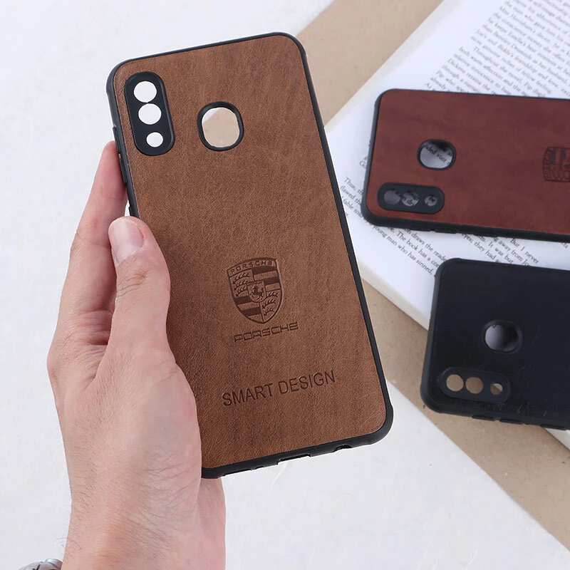 قاب چرمی Smart Design سامسونگ Galaxy A20 / A30 طرح Porsche محافظ لنزدار