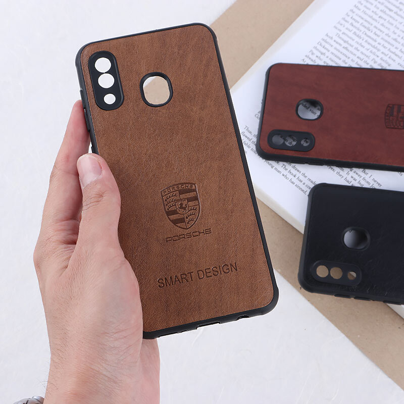 قاب چرمی Smart Design سامسونگ Galaxy A20 / A30 طرح Porsche محافظ لنزدار