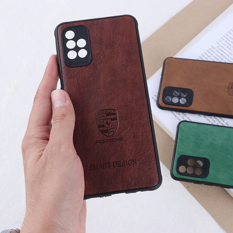 قاب چرمی Smart Design سامسونگ Galaxy A51 4G طرح Porsche محافظ لنزدار