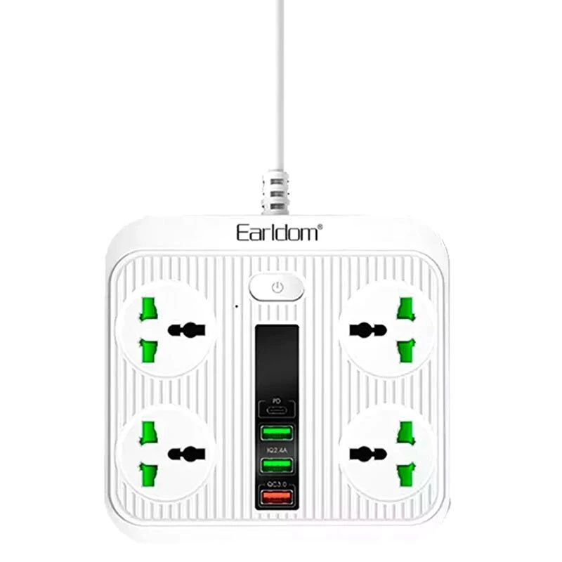 چند راهی 4 خانه ارلدام ES-SC05 با کابل 2 متری + شارژر USB و Type-C