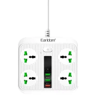 چند راهی 4 خانه ارت دار ارلدام ES-SC05 با کابل 2 متری + شارژر USB و Type-C