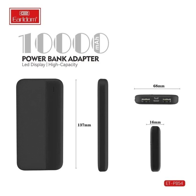 پاور بانک ارلدام ET-PB54 10.5W ظرفیت 10000 میلی آمپر ساعت