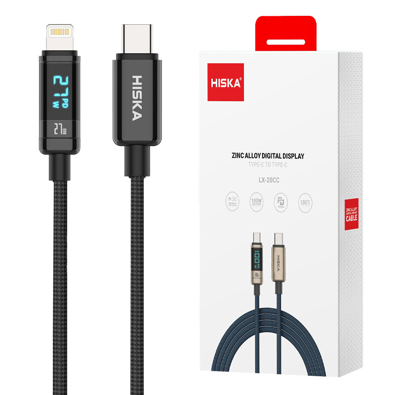 کابل تبدیل فست شارژ Hiska LX-20CL Type-C To Lightning QC3.0 PD 27W 1m