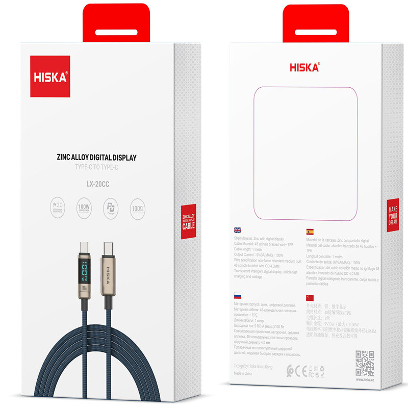 کابل تبدیل فست شارژ Hiska LX-20CL Type-C To Lightning QC3.0 PD 27W 1m