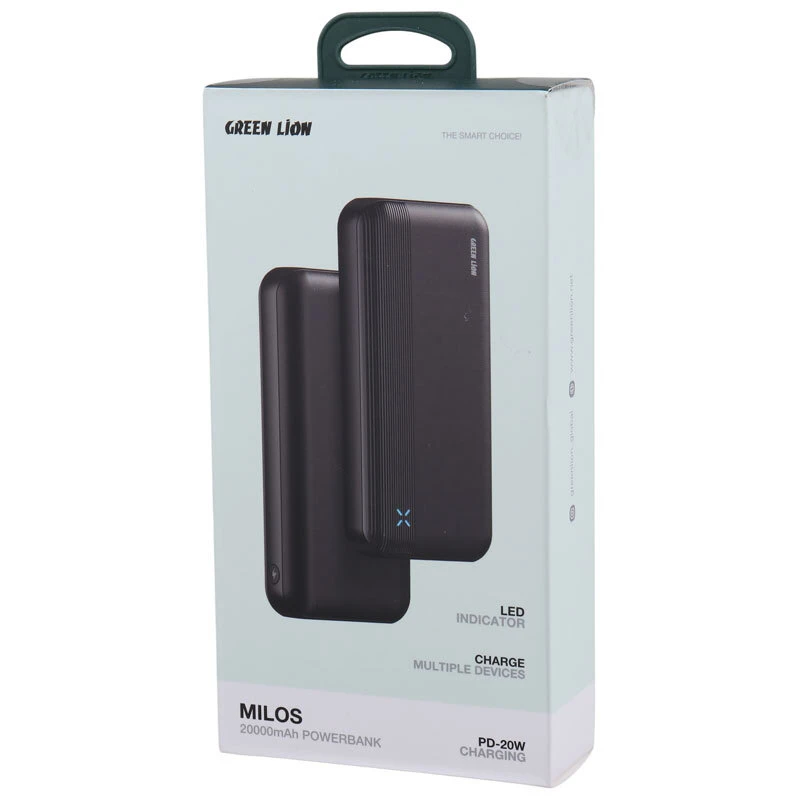 پاور بانک فست شارژ گرین لاین Milos GL-PB84 GNMIL20KPBBK PD 20W ظرفیت 20000 میلی آمپر ساعت