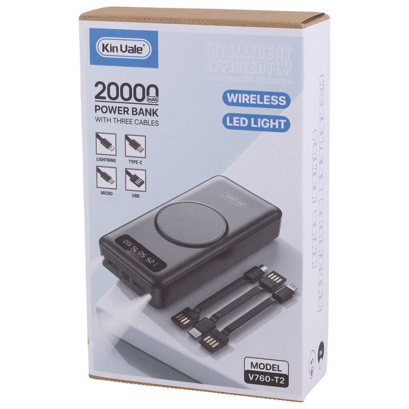 پاور بانک بی سیم کین واله V760-T2 10W ظرفیت 20000 میلی آمپر ساعت