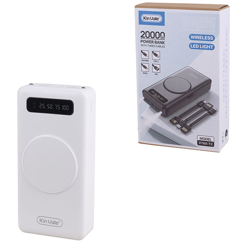 پاور بانک بی سیم کین واله V760-T2 10W ظرفیت 20000 میلی آمپر ساعت