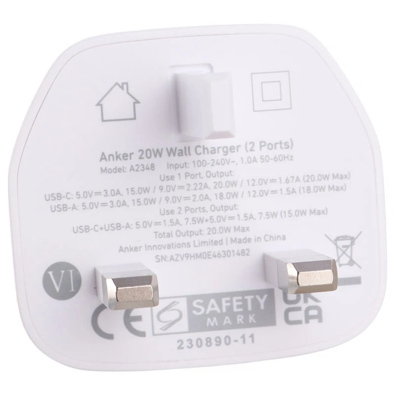 شارژر دیواری 20 وات انکر B2348K21 PD 3A + کابل تبدیل تایپ سی