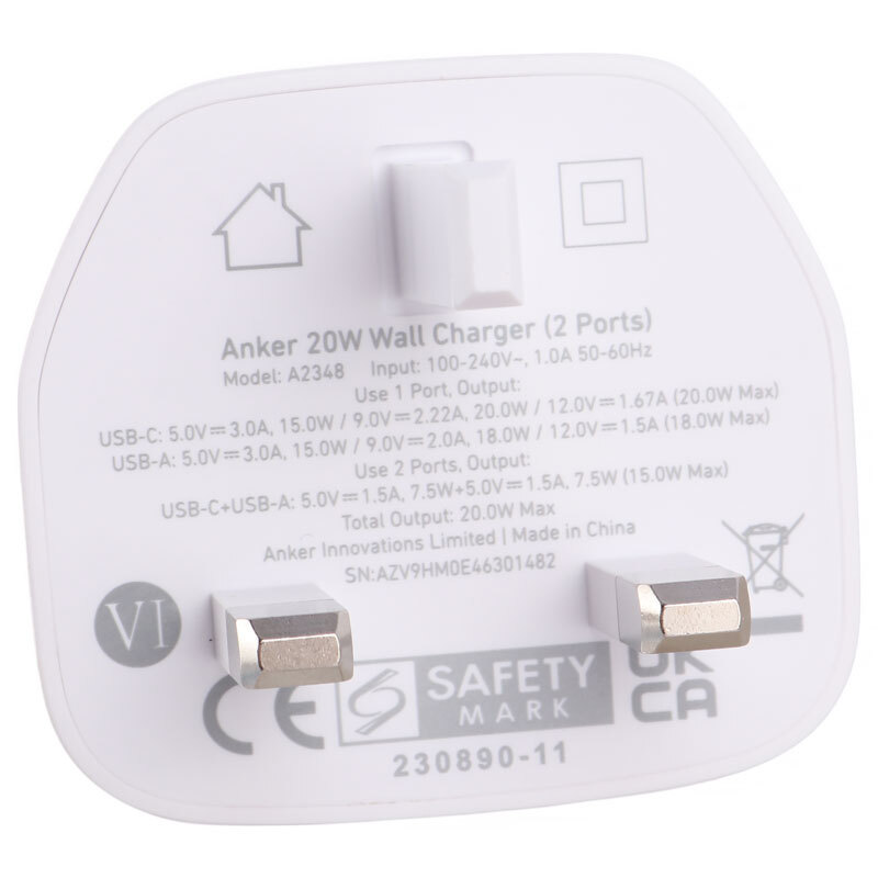 شارژر دیواری 20 وات انکر B2348K21 PD 3A + کابل تبدیل تایپ سی