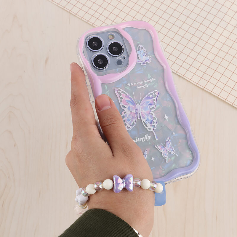 قاب Butterfly آیفون iPhone 13 Pro پاستیلی آویزدار محافظ لنزدار