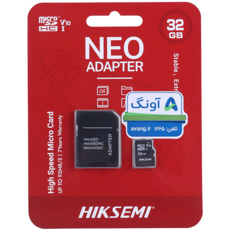 رم میکرو 32 گیگ هایک سمی Hiksemi HS-TF-C1 32G V10 92MB/s + خشاب