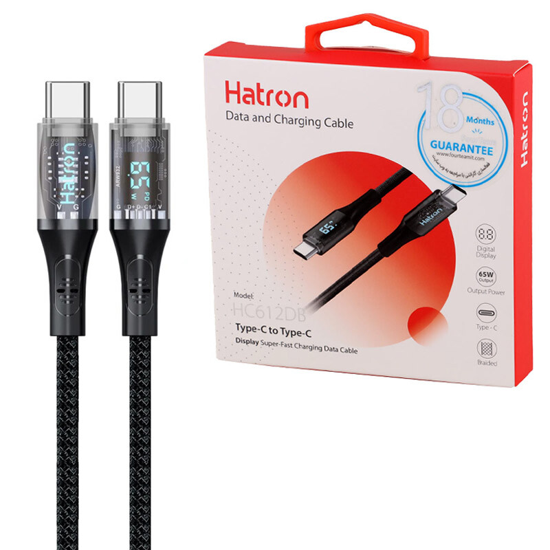 کابل تبدیل فست شارژ Hatron HC612DB Type-C To Type-C 65W 1m