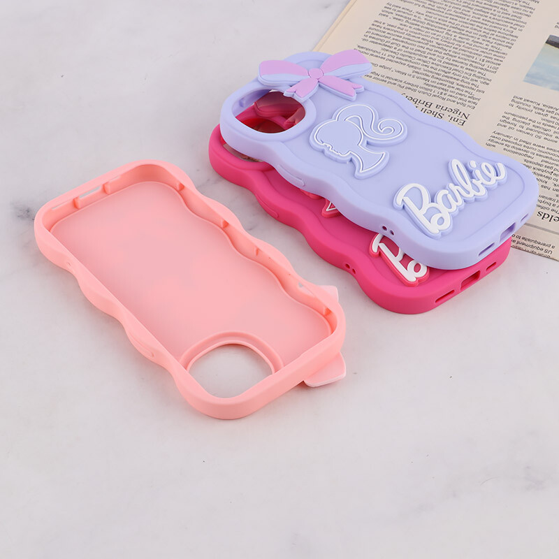 قاب موج دار آیفون iPhone 15 طرح Barbie برجسته